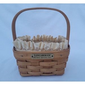 LONGABERGER 1998 HOSTESS APPRECIATION BUTTERCUP BASKET - LINER & PROTECTOR
